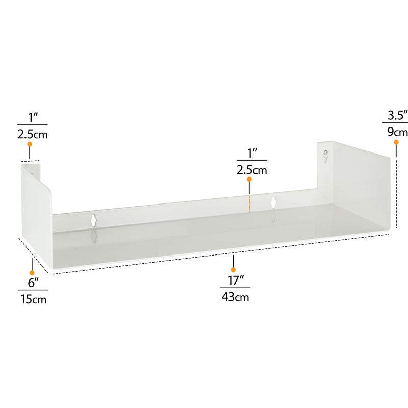Wallniture U Shape Floating Metal Bookshelf White Set of 2 - Image 4
